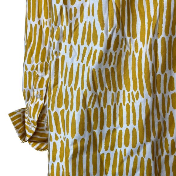 Chicos Womens Button Down Long Sleeve Mustard French Cuff Shirt Top Stretch 2 12 - Picture 12 of 16